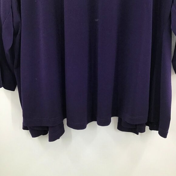 Vintage 3X Lagenlook Duster Dressbarn Slinky Open Front Top Deep Purple Witchy - Picture 5 of 7